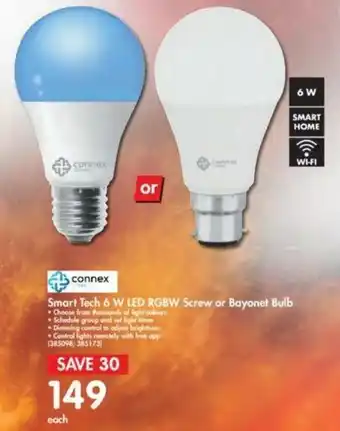 Makro Connex Smart Tech 6W LED RGBW Screw or Bayonet Bulb offer