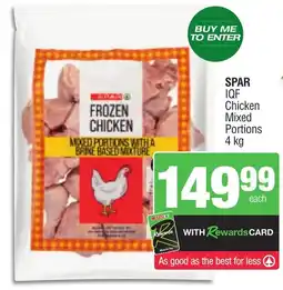 Spar SPAR IQF Chicken Mixed Portions 4 kg offer