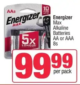Spar Energizer Max Alkaline Batteries AA or AAA 8s offer