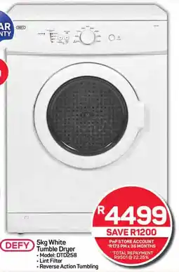 DEFY 5kg White Tumble Dryer
