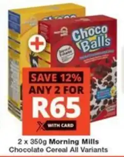 2 x 350g Morning Mills Chocolate Cereal All Variants