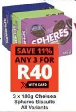 Checkers Hyper 3 x 180g Chelsea Spheres Biscuits All Variants offer