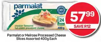 Pick n Pay Parmalat or Melrose Processed Cheese Slices Assorted 400g Each offer