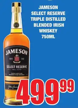 Boxer Liquors JAMESON SELECT RESERVE TRIPLE DISTILLED BLENDED IRISH WHISKEY 750ML offer