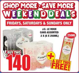 Boxer Liquors J.C. LE ROUX CANS ASSORTED 2 X (6 X 250ML) offer
