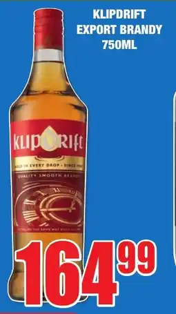 Boxer Liquors KLIPDRIFT EXPORT BRANDY 750ML offer