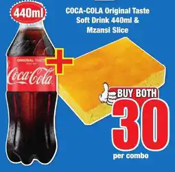 Boxer Superstores COCA-COLA Original Taste Soft Drink 440ml & Mzansi Slice offer