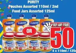 Boxer Superstores PURITY Pouches Assorted 110ml/ 2nd Food Jars Assorted 125ml offer