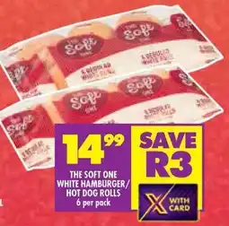 Shoprite THE SOFT ONE WHITE HAMBURGER/ HOT DOG ROLLS 6 per pack offer