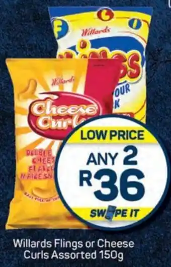 Pick n Pay Willards Flings or Cheese Curls Assorted 150g offer