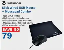 Incredible Connection Slick Wired USB Mouse + Mousepad Combo offer
