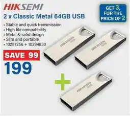 HIKSEMI 2x Classic Metal 64GB USB