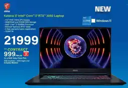 Incredible Connection Katana 17 Intel Core i7 RTX 3050 Laptop offer