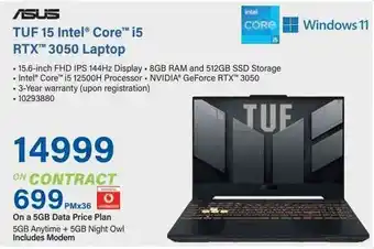 Incredible Connection ASUS TUF 15 Intel Core i5 RTX 3050 Laptop offer