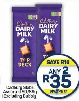 Pick n Pay Hypermarket Cadbury Slabs Assorted 80/88g (Excluding Bubbly) offer
