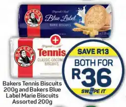 Pick n Pay Hypermarket Bakers Tennis Biscuits 200g and Bakers Blue Label Marie Biscuits Assorted 200g offer