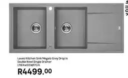 Leroy Merlin Laveo - kitchen sink megalo grey drop in double bowl single drainer l116xw50xd17cm offer