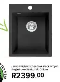 Leroy Merlin Laveo - chichi kitchen sink black drop in single bowel w48xl39xd19cm offer