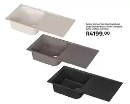 Leroy Merlin Delinia kitchen sink elbe single bowl single drainer quartz/resin composite white l100cm x w50cm offer