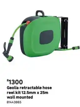 Geolia - retractable hose reel kit 12.5mm x 25m wall mounted