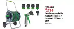 Leroy Merlin Geolia - expandable metal hose reel + hose set 12.5mm x 35m offer