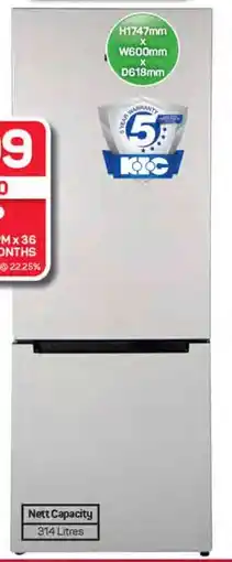 Pick n Pay Hypermarket KIC Metallic Fridge with Bottom Freezer offer