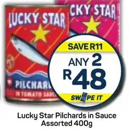 Pick n Pay Lucky Star Pilchards in Sauce Assorted 400g offer