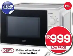 Pick n Pay DEFY 20 Litre White Manual Microwave Oven offer