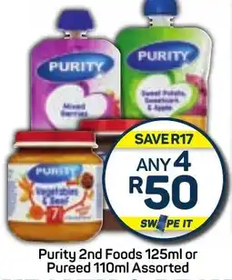 Pick n Pay Purity 2nd Foods 125ml or Pureed 110ml Assorted offer