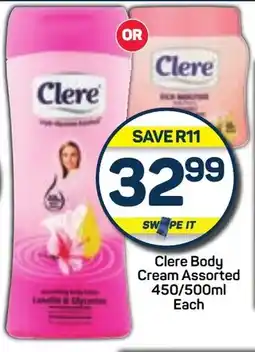 Pick n Pay Clere Body Cream Assorted 450/500ml Each offer