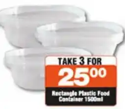 Check Star Rectangle Plastic Food Container 1500ml offer