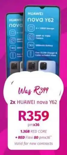 Vodacom 2x HUAWEI nova Y62 offer