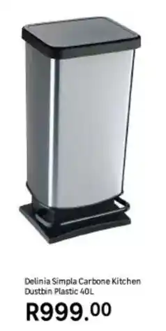 Leroy Merlin Delinia simpla carbone kitchen dustbin plastic 40l offer