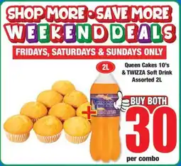 Boxer Queen Cakes 10's & TWIZZA Soft Drink Assorted 2L offer