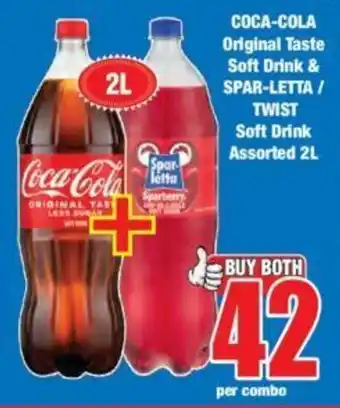 Boxer COCA-COLA Original Taste Soft Drink & SPAR-LETTA/ TWIST Soft Drink Assorted 2L offer