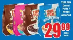 Boxer YUM FUN Cereal Puffs/ Hoops Assorted offer