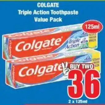 Boxer COLGATE Triple Action Toothpaste Value Pack offer