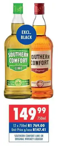 Ultra Liquors SOUTHERN COMFORT LIME OR ORIGINAL WHISKEY LIQUEUR offer
