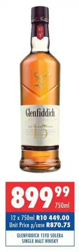 Ultra Liquors GLENFIDDICH 15YO SOLERA SINGLE MALT WHISKY offer