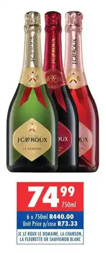 JC LE ROUX LE DOMAINE, LA CHANSON, LA FLEURETTE OR SAUVIGNON BLANC