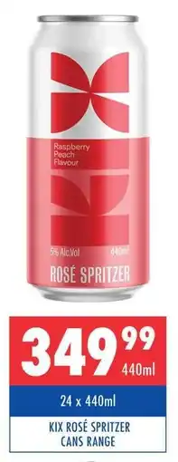 Ultra Liquors KIX ROSÉ SPRITZER CANS RANGE offer