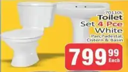 KitKat Cash and Carry Toilet Set 4 Pce White Pan, Padestal, Cistern & Basin offer