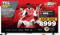 HiFi Corp TCL 65-inch 4K HDR Google TV-65P635 offer
