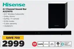 HiFi Corp Hisense 2.1 Channel Sound Bar AX2107G offer