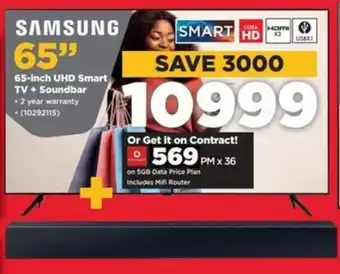 HiFi Corp SAMSUNG 65-inch UHD Smart TV + Soundbar offer