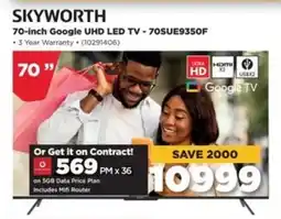 HiFi Corp SKYWORTH 70-inch Google UHD LED TV - 70SUE9350F offer