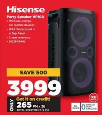 HiFi Corp Hisense Party Speaker HP100 offer