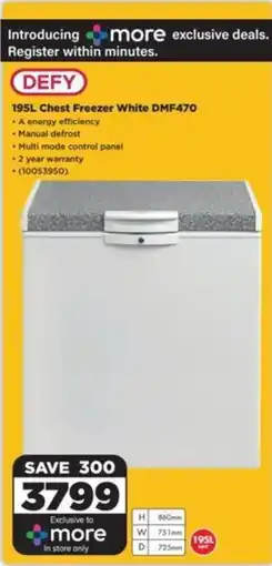 HiFi Corp DEFY 195L Chest Freezer White DMF470 offer