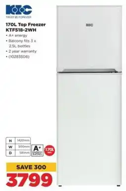 HiFi Corp KIC 170L Top Freezer KTF518-2WH offer
