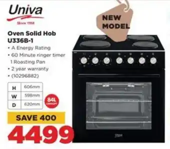 HiFi Corp Univa Oven Solid Hob U336B-1 offer